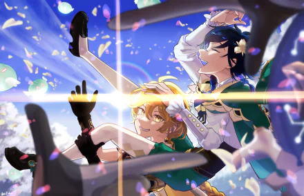 Venti (Genshin Impact) Slime (Genshin impact) Aether (Genshin Impact) video game Genshin Impact HD Desktop Wallpaper | Background Image