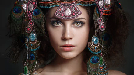 face headdress woman Kseniya Kokoreva HD Desktop Wallpaper | Background Image