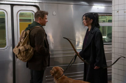 Lucky the Pizza Dog Clint Barton Kate Bishop Jeremy Renner Hailee Steinfeld TV Show Hawkeye HD Desktop Wallpaper | Background Image