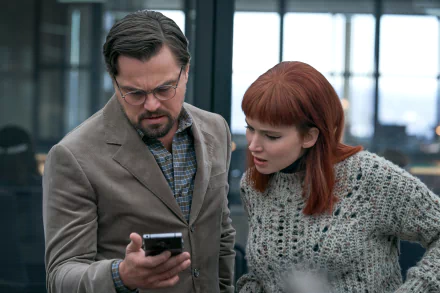 Leonardo Dicaprio Jennifer Lawrence movie Don't Look Up HD Desktop Wallpaper | Background Image