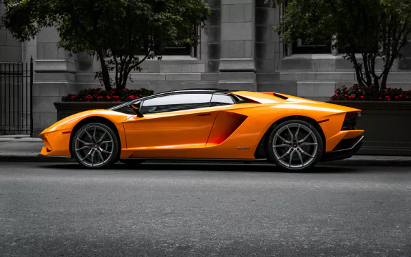 orange car vehicle Lamborghini Aventador S HD Desktop Wallpaper | Background Image