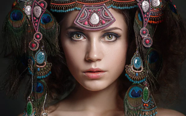face headdress woman Kseniya Kokoreva HD Desktop Wallpaper | Background Image