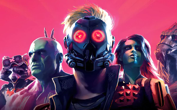 Groot Gamora Star Lord Drax The Destroyer Rocket Raccoon video game Marvel's Guardians of the Galaxy HD Desktop Wallpaper | Background Image