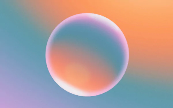 Abstract gradient 4K Ultra HD PC desktop wallpaper: a soft pastel circle floating against a blended orange, teal, and purple background.