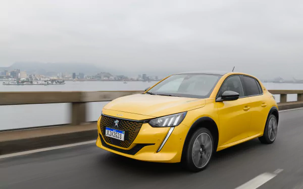 supermini electric car vehicle Peugeot e-208 GT HD Desktop Wallpaper | Background Image