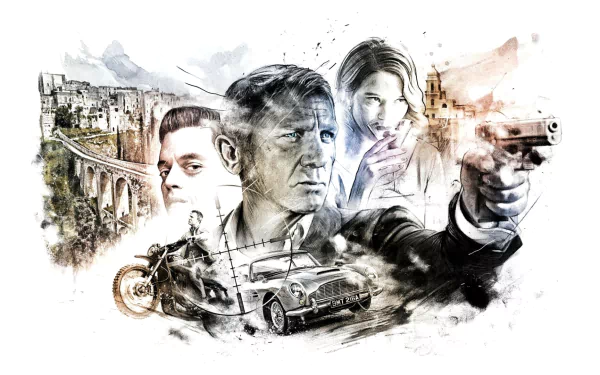 Léa Seydoux Rami Malek Daniel Craig movie No Time to Die HD Desktop Wallpaper | Background Image