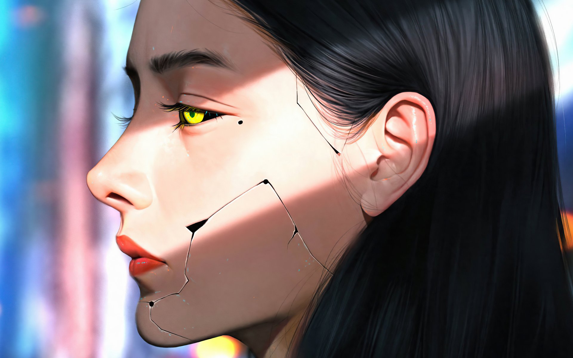 Download Face Sci Fi Cyborg 4k Ultra HD Wallpaper by yangtuotuo