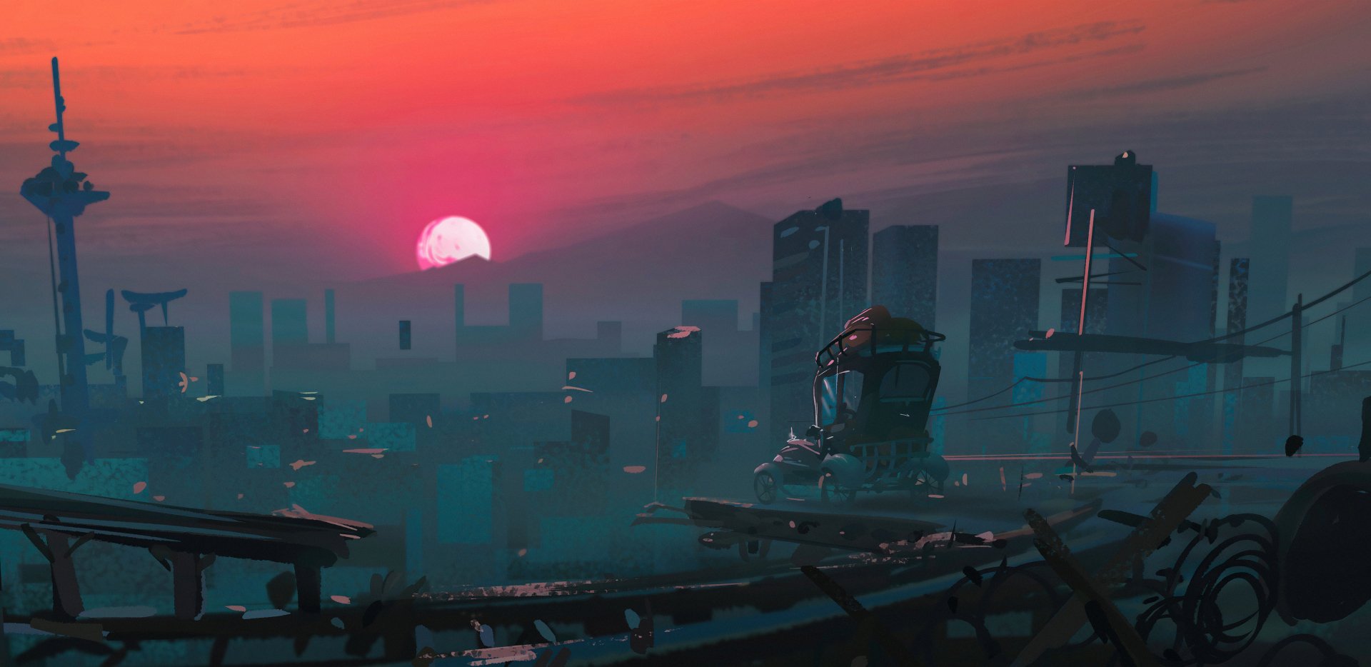 Download Car Sci Fi City Sci Fi City 4k Ultra HD Wallpaper by Gabriel Gomez