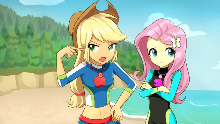 Fluttershy (My Little Pony) Applejack (My Little Pony) movie My Little Pony: Equestria Girls - Forgotten Friendship HD Desktop Wallpaper | Background Image