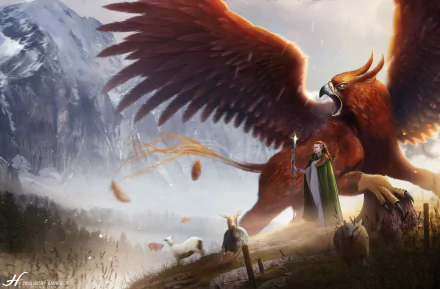 sorceress fantasy griffin HD Desktop Wallpaper | Background Image