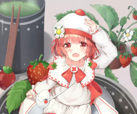 Strawberry Daifuku video game Food Fantasy HD Desktop Wallpaper | Background Image