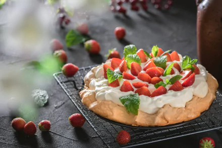 strawberry food pavlova HD Desktop Wallpaper | Background Image