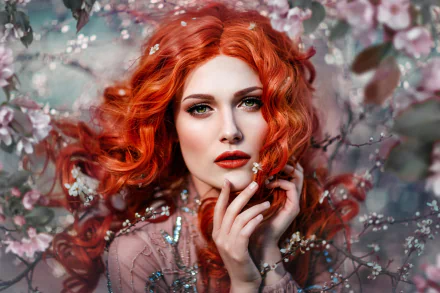 lipstick redhead woman model HD Desktop Wallpaper | Background Image