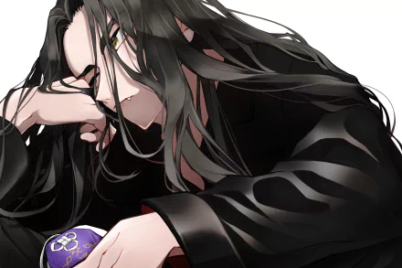 HD anime desktop wallpaper featuring Keisuke Baji from Tokyo Revengers, showcasing his intense gaze and flowing dark hair in a detailed illustration.