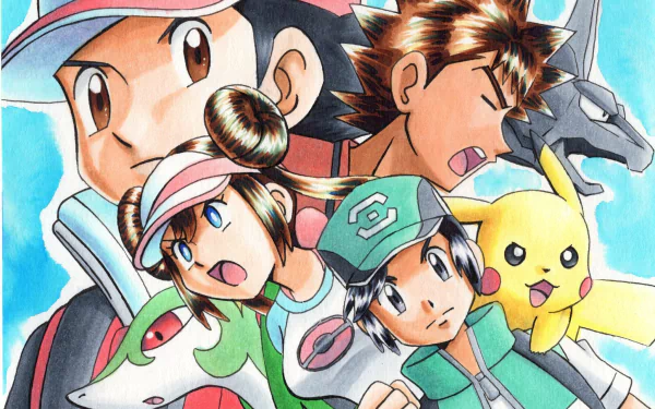 Serperior (Pokemon) Rosa (Pokemon) Scottie (Pokémon) Onix (Pokemon) Pikachu Brock (Pokémon) Red (Pokémon) video game Pokémon Masters EX HD Desktop Wallpaper | Background Image