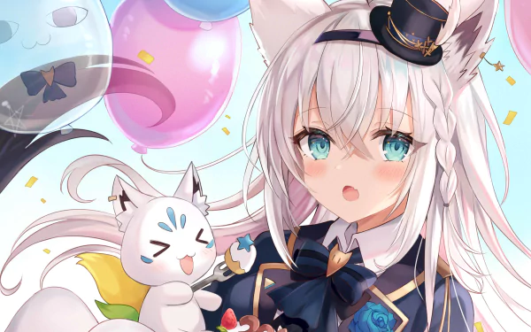 hololive Shirakami Fubuki Anime Virtual Youtuber HD Desktop Wallpaper | Background Image