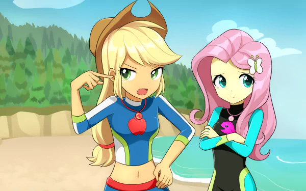 Fluttershy (My Little Pony) Applejack (My Little Pony) movie My Little Pony: Equestria Girls - Forgotten Friendship HD Desktop Wallpaper | Background Image