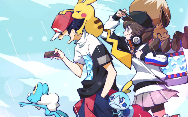 Squirtle (Pokémon) Sobble (Pokémon) Eevee (Pokémon) Pikachu Anime Pokemon HD Desktop Wallpaper | Background Image