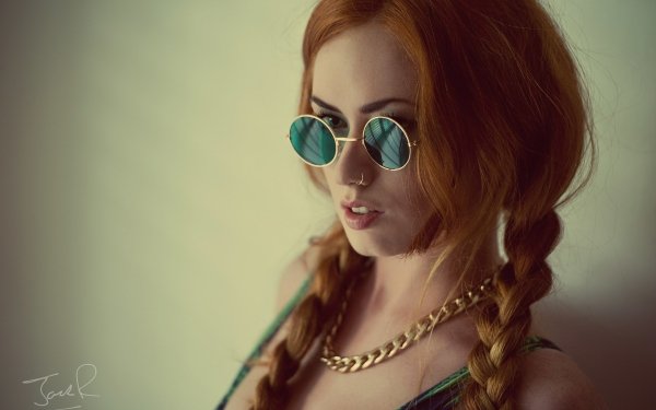 Women Model Redhead Sunglasses HD Wallpaper | Background Image