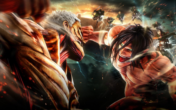 Anime Attack On Titan Mikasa Ackerman Armin Arlert Eren Yeager Armored Titan HD Wallpaper | Background Image