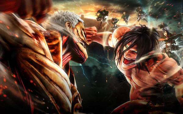 Armored Titan Eren Yeager Armin Arlert Mikasa Ackerman Anime Attack on Titan Eren & Mikasa HD Desktop Wallpaper | Background Image