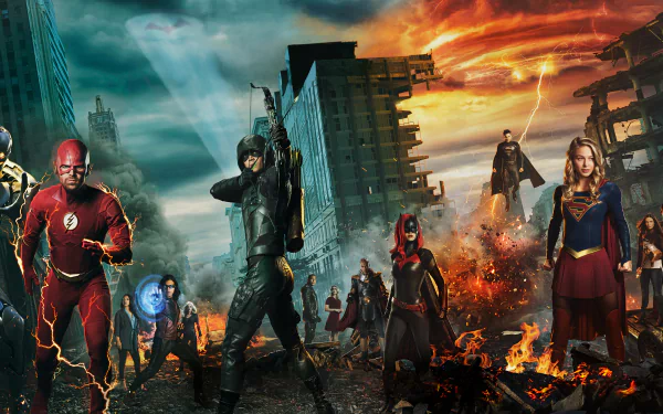 Iris West Monitor (DC Comics) Vibe (DC Comics) Batwoman Superman Supergirl Arrow (DC Comics) DC Comics Flash TV Show crossover HD Desktop Wallpaper | Background Image