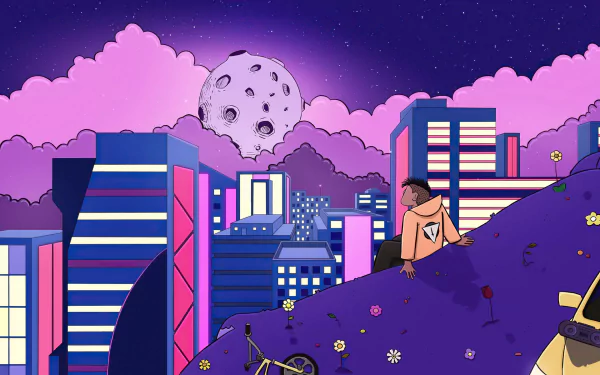 city artistic synthwave HD Desktop Wallpaper | Background Image