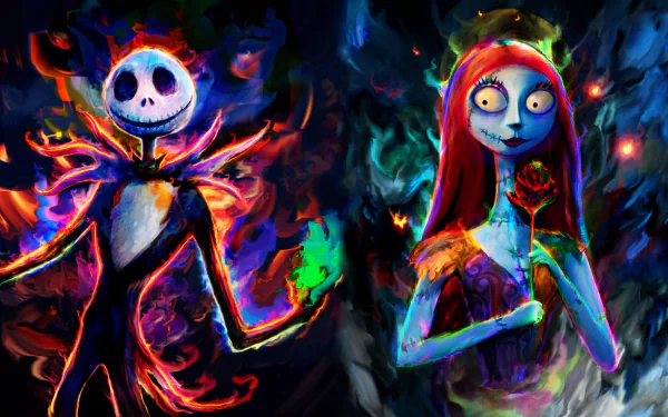 Jack (The Nightmare Before Christmas) Sally (The Nightmare Before Christmas) halloween movie The Nightmare Before Christmas HD Desktop Wallpaper | Background Image