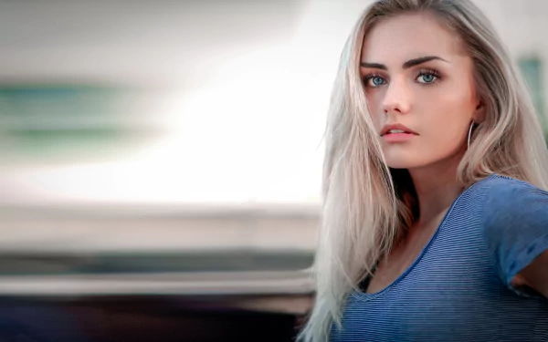 blonde depth of field blue eyes woman model HD Desktop Wallpaper | Background Image
