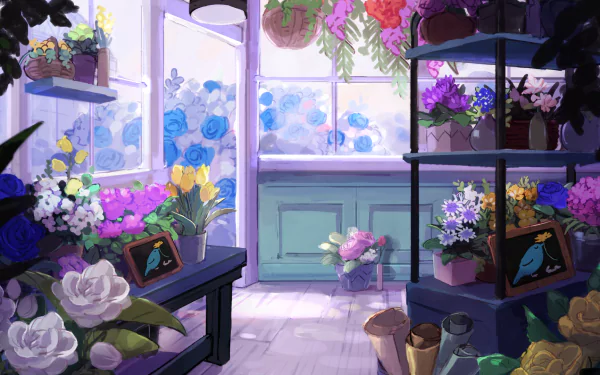 flower Anime shop HD Desktop Wallpaper | Background Image