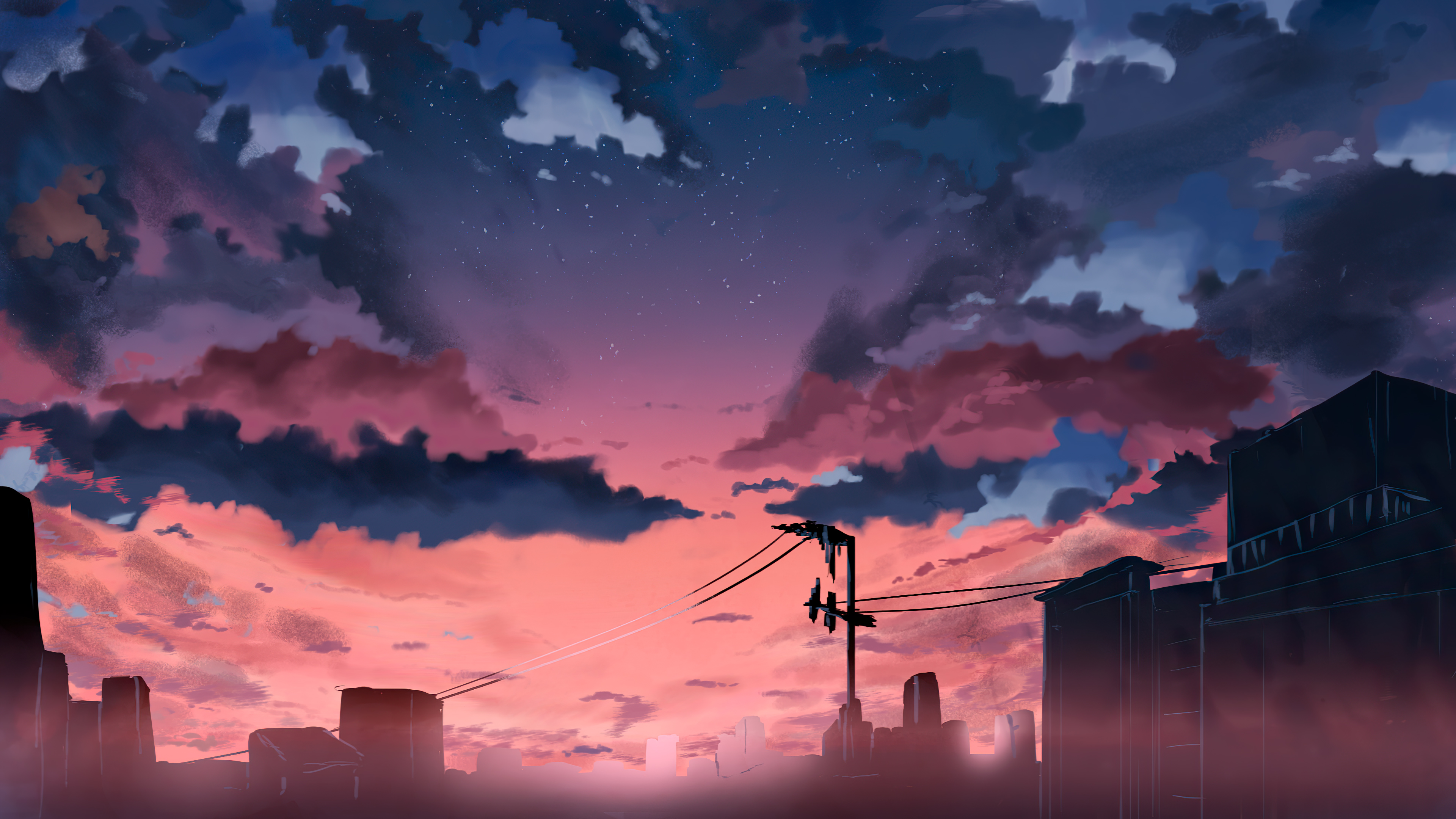 Anime Sky 4k Ultra HD Wallpaper by 九八