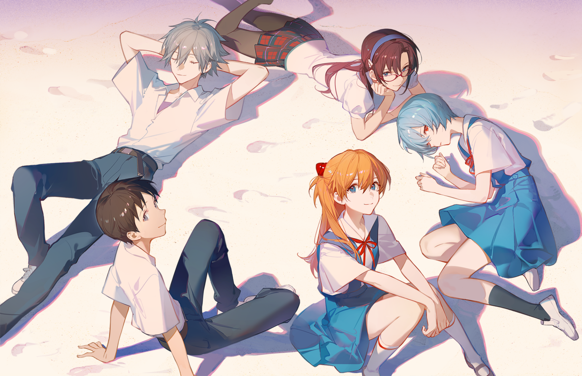 Download Asuka Langley Sohryu Kaworu Nagisa Mari Makinami Illustrious Shinji Ikari Rei Ayanami Anime Neon Genesis Evangelion HD Wallpaper