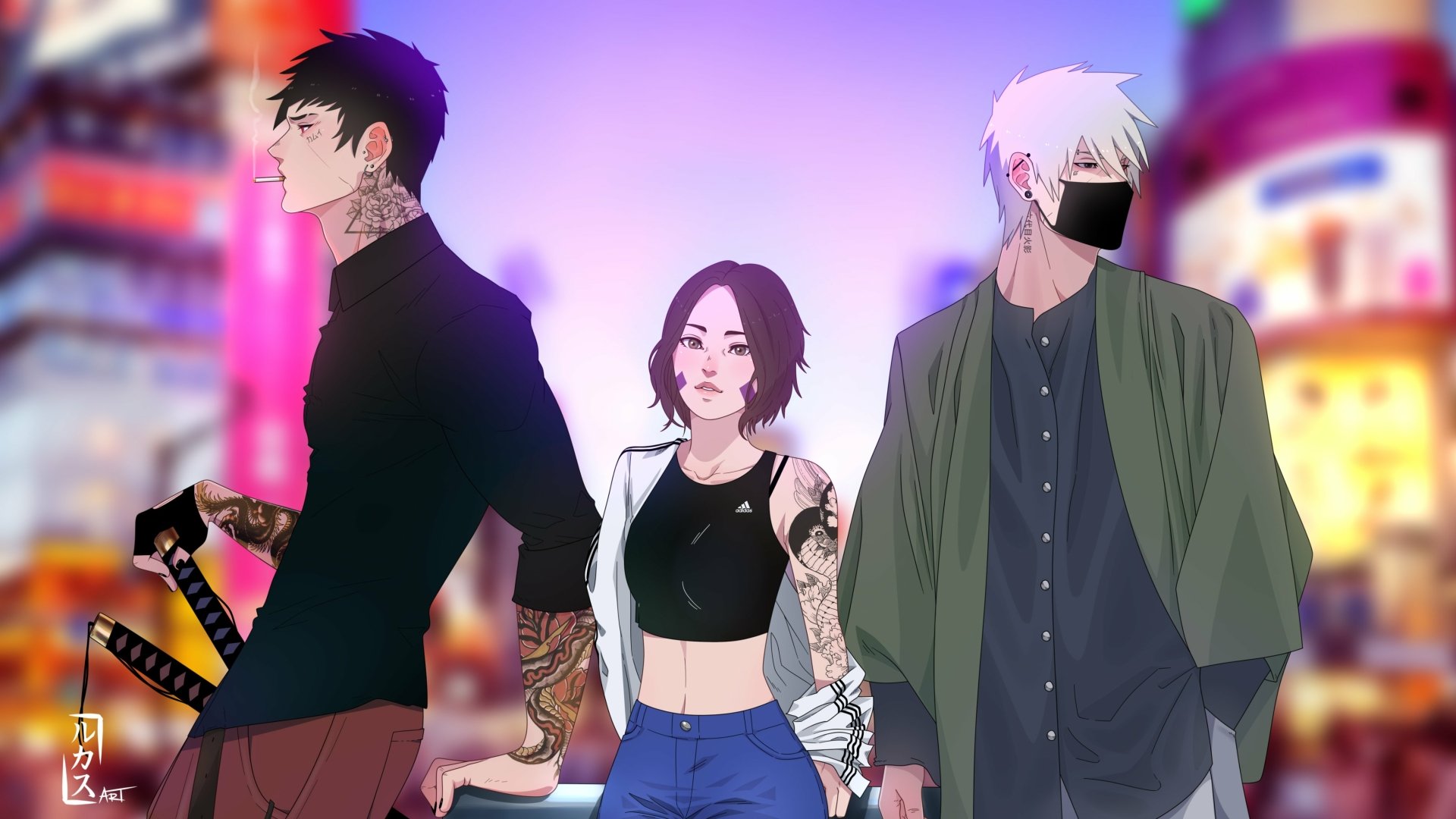 Download Adidas Obito Uchiha Kakashi Hatake Rin Nohara Anime Naruto 4k Ultra HD Wallpaper