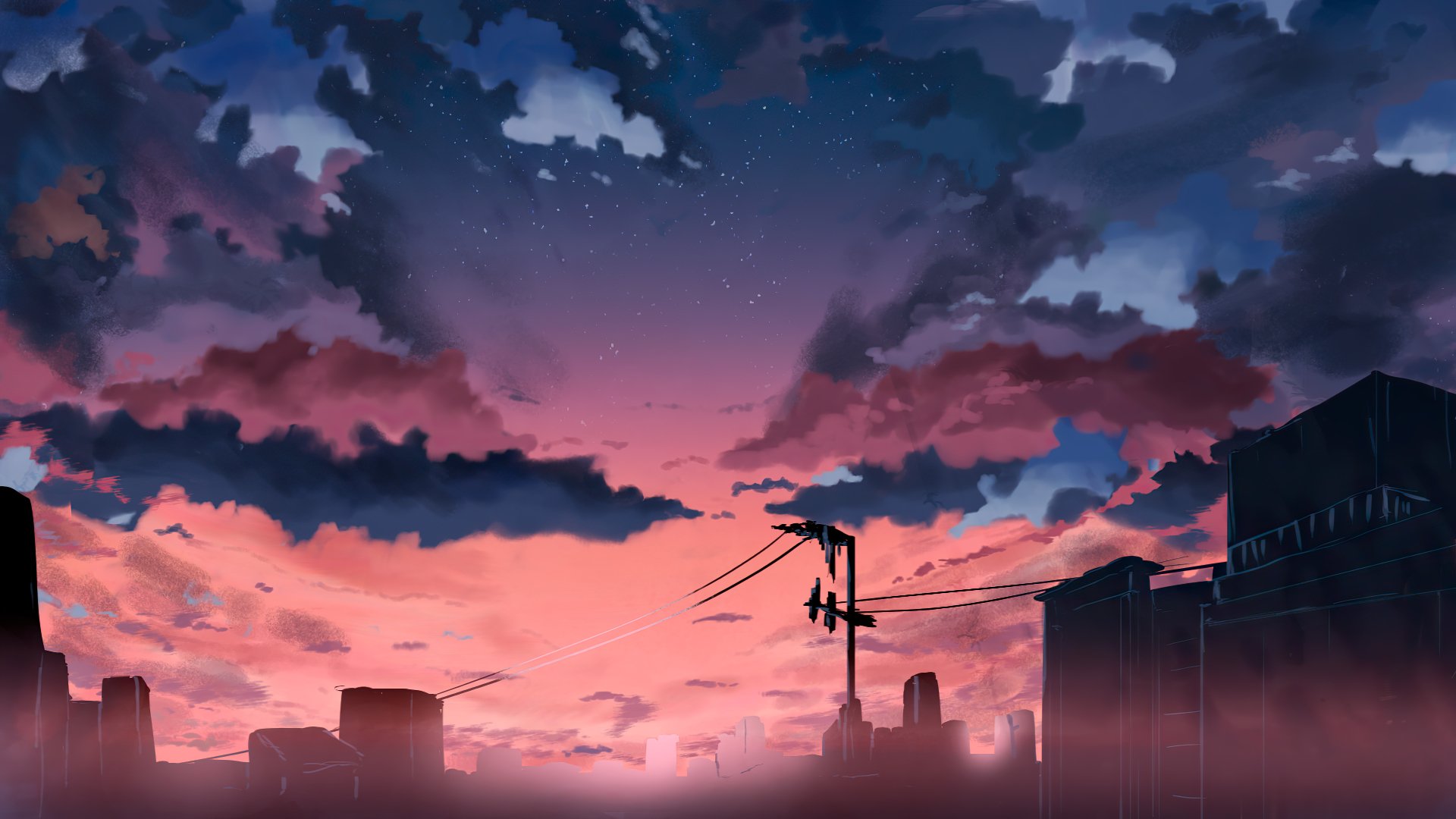 Download Sunset Anime Sky 4k Ultra HD Wallpaper by 九八