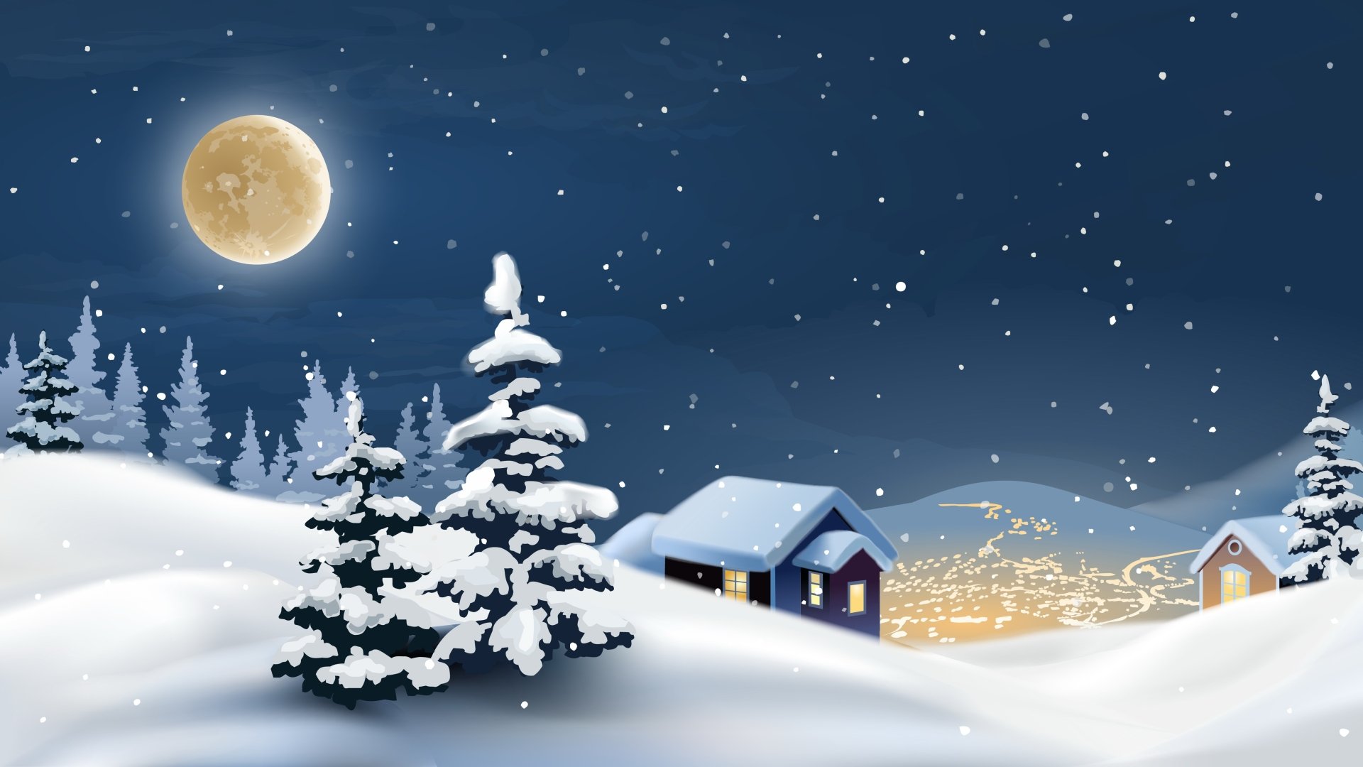 Download Night Snow Artistic Winter 4k Ultra HD Wallpaper