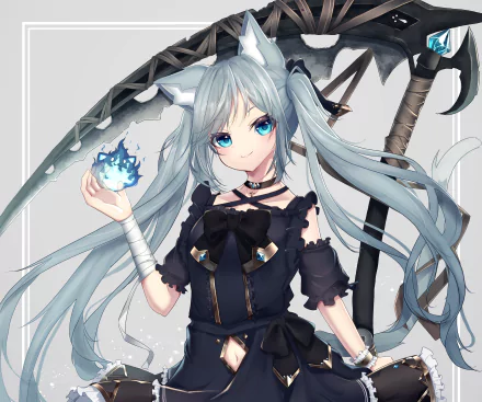 scythe long hair Anime girl anime girl HD Desktop Wallpaper | Background Image