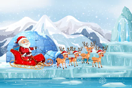 sleigh deer Santa holiday Christmas HD Desktop Wallpaper | Background Image