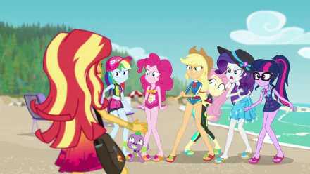 Rarity (My Little Pony) Spike (My Little Pony) Pinkie Pie Applejack (My Little Pony) Fluttershy (My Little Pony) Rainbow Dash Sci-Twi (My Little Pony) Sunset Shimmer movie My Little Pony: Equestria Girls - Forgotten Friendship HD Desktop Wallpaper | Background Image
