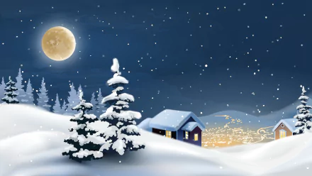 night snow artistic winter winter night HD Desktop Wallpaper | Background Image