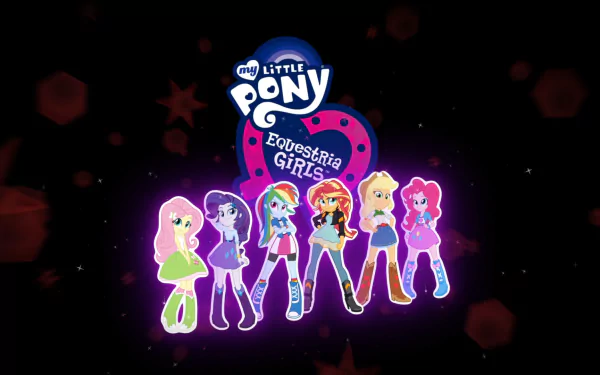 logo Pinkie Pie Applejack (My Little Pony) Fluttershy (My Little Pony) Rarity (My Little Pony) Rainbow Dash Sunset Shimmer movie My Little Pony: Equestria Girls - Friendship Games HD Desktop Wallpaper | Background Image