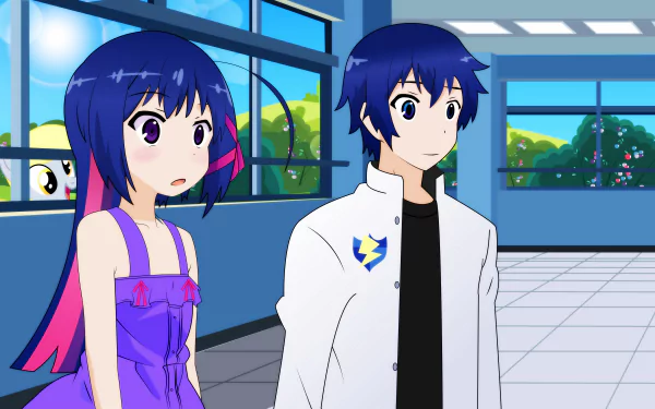 Derpy Hooves Flash Sentry Twilight Sparkle Anime crossover HD Desktop Wallpaper | Background Image