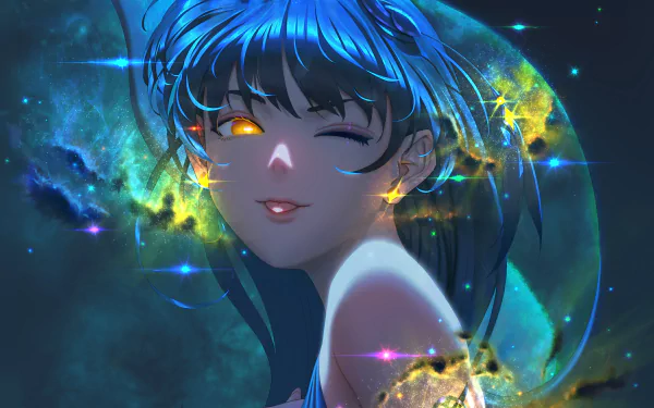 wink blue hair video game Girl Friend Beta HD Desktop Wallpaper | Background Image