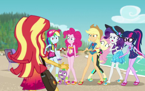Rarity (My Little Pony) Spike (My Little Pony) Pinkie Pie Applejack (My Little Pony) Fluttershy (My Little Pony) Rainbow Dash Sci-Twi (My Little Pony) Sunset Shimmer movie My Little Pony: Equestria Girls - Forgotten Friendship HD Desktop Wallpaper | Background Image
