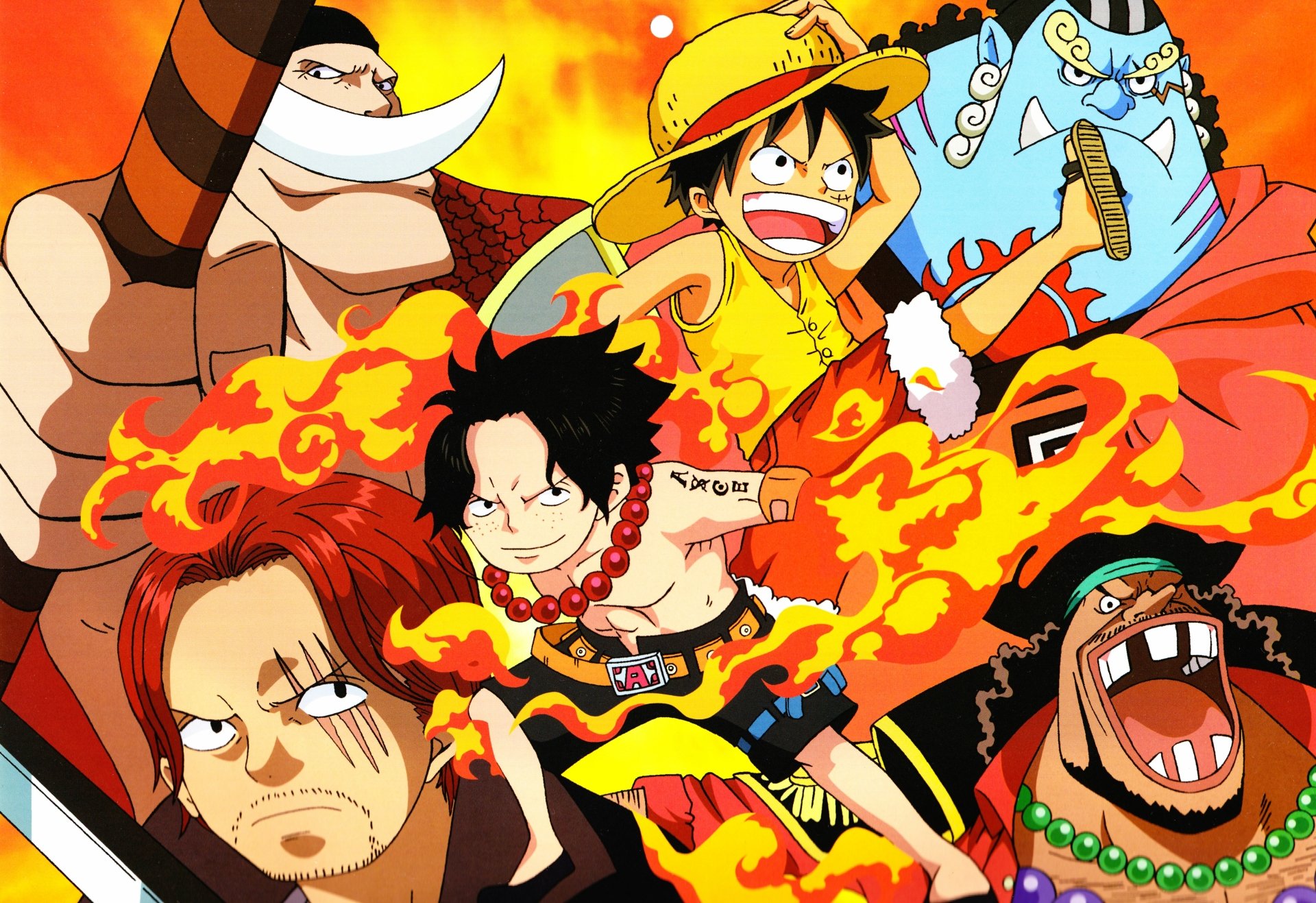 Download Edward Teach Edward Newgate Shanks (One Piece) Portgas D. Ace Jinbe (One Piece) Monkey D. Luffy Anime One Piece 4k Ultra HD Wallpaper