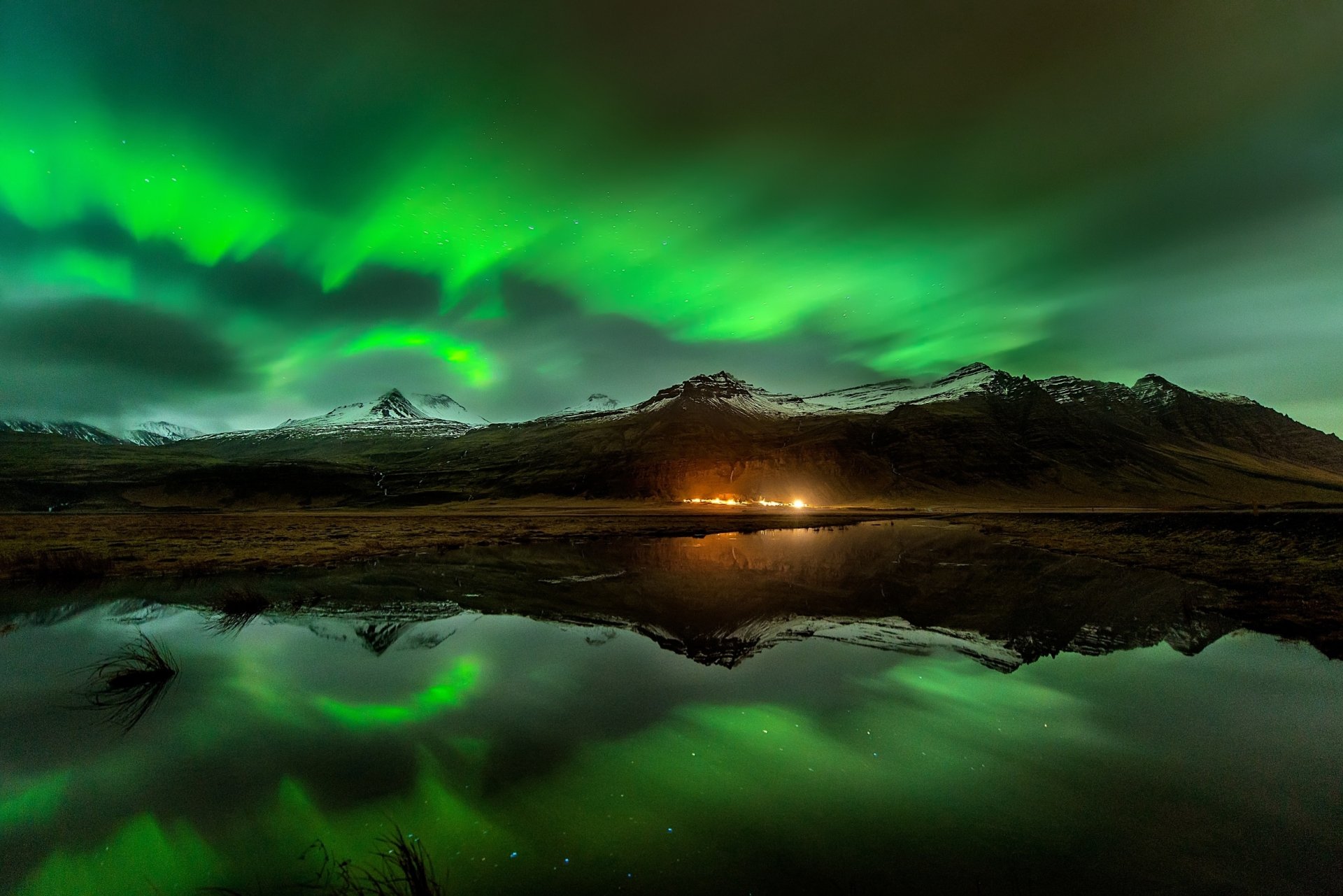 Download Norway Reflection Night Sky Nature Aurora Borealis HD ...