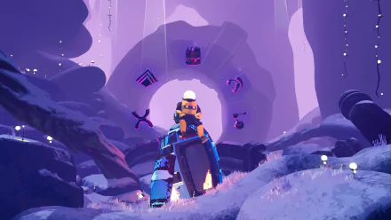 HD Risk of Rain 2 Wallpaper featuring a character opening a supply crate with enemies in the background for desktop background.