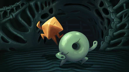 HD desktop wallpaper featuring a character from Slay the Spire surrounded by a dark, bone-structured backdrop.