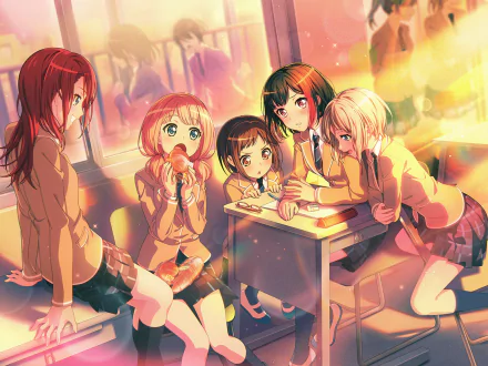 Afterglow (BanG Dream!) Himari Uehara Tomoe Udagawa Ran Mitake Tsugumi Hazawa Moca Aoba Anime BanG Dream! Girls Band Party! HD Desktop Wallpaper | Background Image