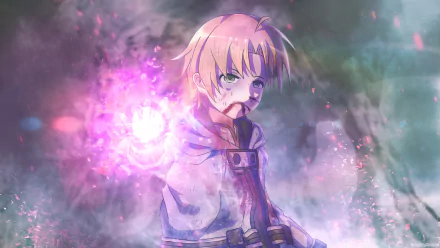 Rudeus Greyrat from Mushoku Tensei: Jobless Reincarnation unleashing violet magic through mist — 4K Ultra HD anime PC desktop wallpaper/background