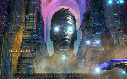 futuristic statue Sci Fi city sci fi city futuristic city HD Desktop Wallpaper | Background Image